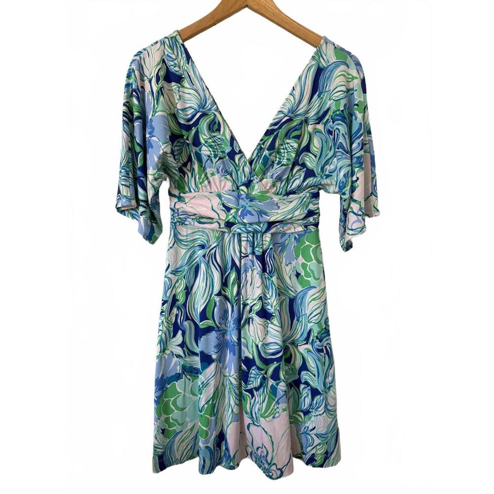 LILLY PULITZER Parigi Dress Party THYME Pink Blue Flowers. SZ S